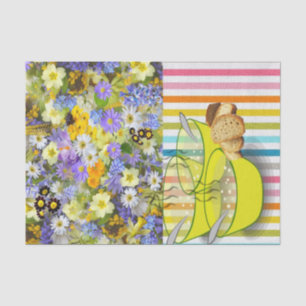 De Seda Papel Tecido Stripes Sopa Floral