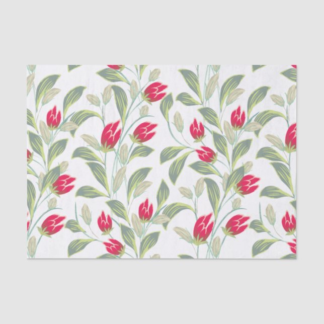 De Seda Papel Tecido Tulipas Vermelhas (Frente )