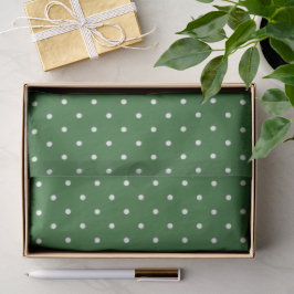De Seda Papel Tecido Verde com Bolinhas Brancas