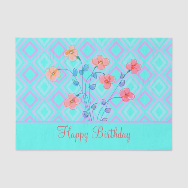 De Seda Papel Tecido Vermelho Teal Coral, Rosa (Frente )