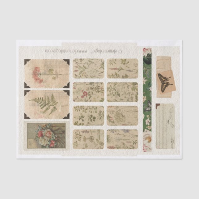 De Seda Papel Tecido Vintage Ephemera No.2 (Frente )