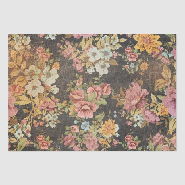 De Seda Papel Tecido Vintage Flowers | Arranjo Elegante (Frente )