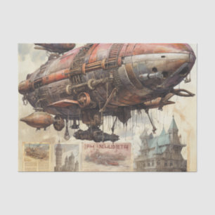 De Seda Papel Tecido Vintage Steampunk Zeppelin (9)
