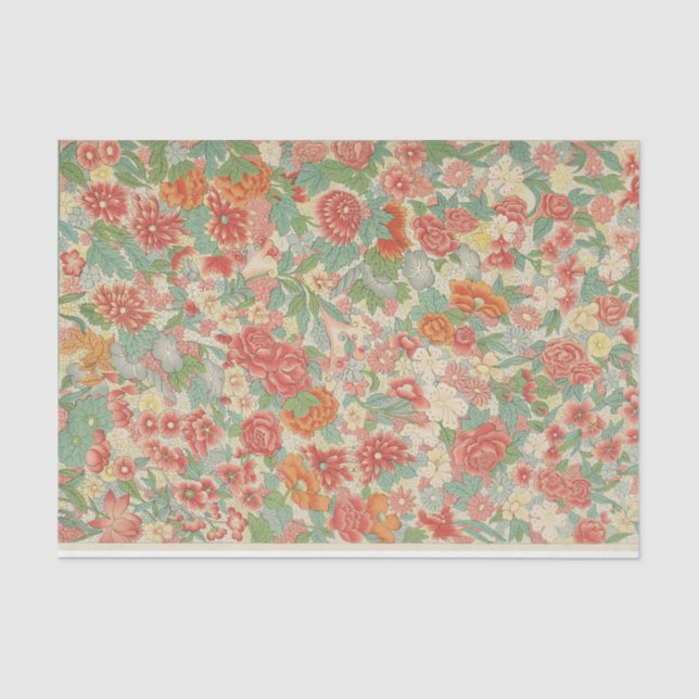 De Seda Papel Tecido William Morris Floral Laranja (Frente )