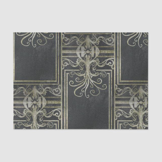 De Seda Papel tecidos Eldrich (preto e Dourado) (Frente )