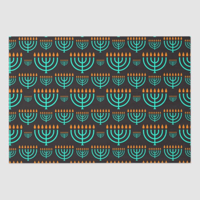 De Seda Papel Tecidual Chanucá Menorah Azul (Frente )