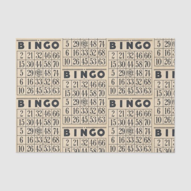 De Seda Papel Tecidual da Placa Vintage Bingo (Frente )
