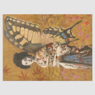 De Seda Papel Tecidual Geisha Da Borboleta Vintage