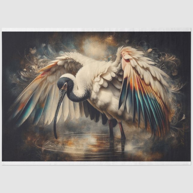 De Seda Papel Tecidual Ibis Waterbird Decoupage (Frente )