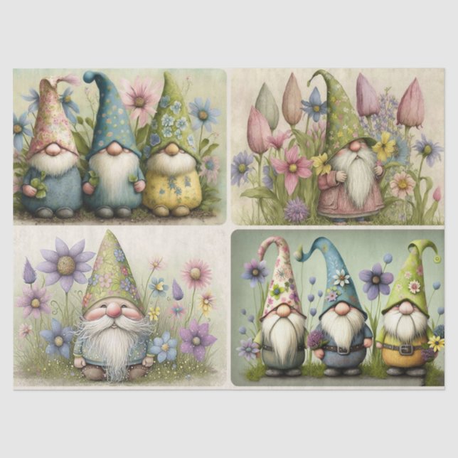 De Seda Papel Tecidual primavera Gnomos (Frente )