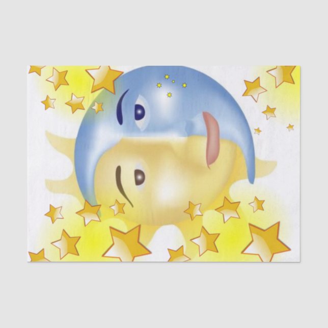 De Seda Papel Tecidual Sun Moon Stars (Frente )