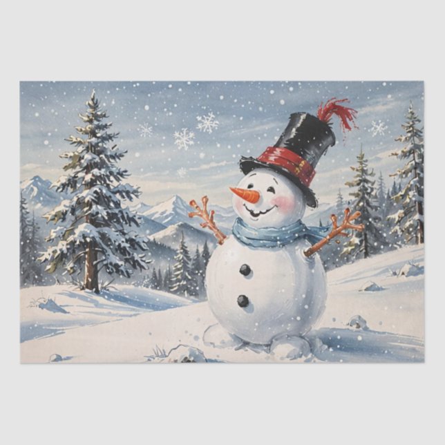 De Seda Papel Tecidual Wcolor Snowman (Frente )