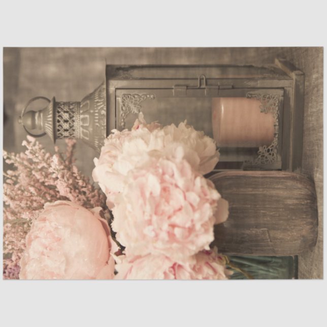 De Seda Papel tecidular 20x30 amendoins cor-de-rosa e lant (Frente )