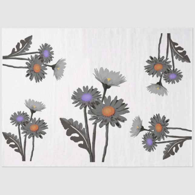 De Seda Papel tecidular Monocromo Daisys (Frente )