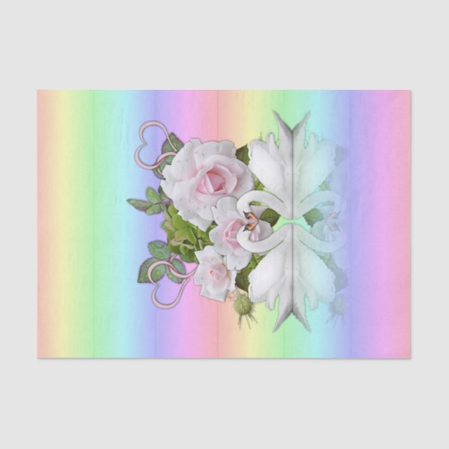 De Seda Papel tecidular Pastel White Swans (Frente )