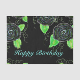 De Seda Papel Teclado Com Impressão Floral Preto