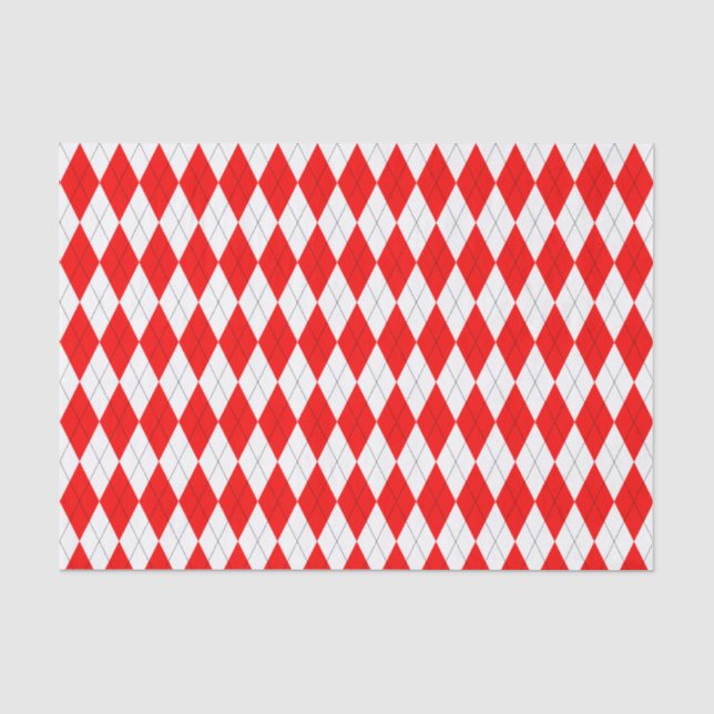 De Seda Papel Teclado do Padrão Argyle Vermelho e Branco (Frente )