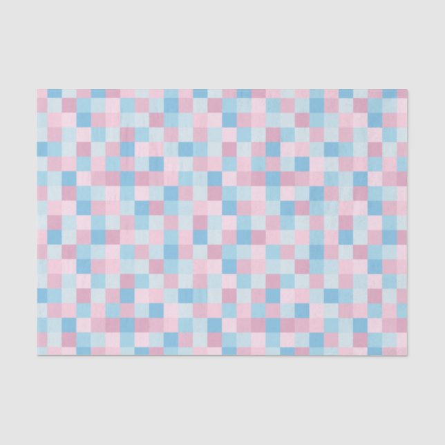 De Seda Papel Teclado Rosa e Azul Quadrados (Frente )