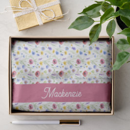 De Seda Papel Tissue Aquarela Flor Silvestre Rosa Azul