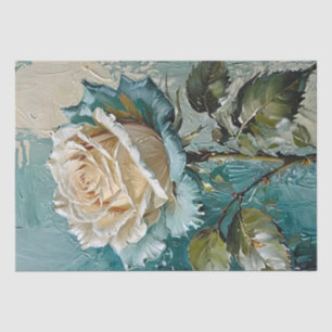 De Seda Papel Tissue Artístico Floral Verde Turquesa e Ros