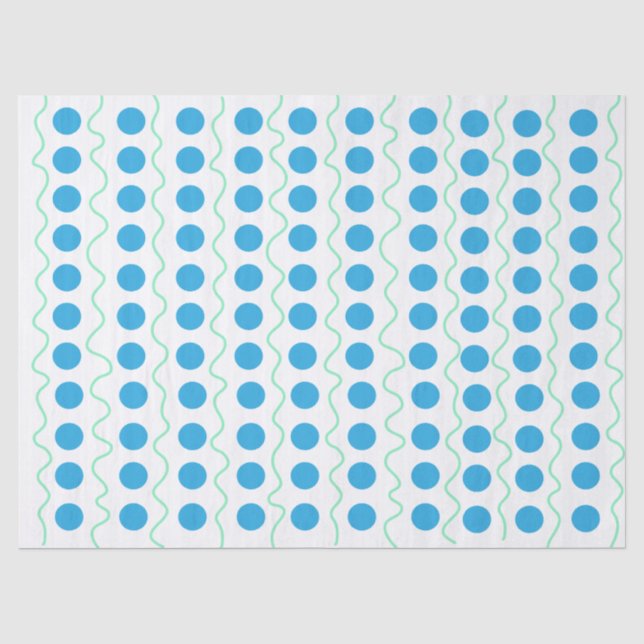 De Seda Papel Tissue Azul com Bolinhas Loucas (Frente )