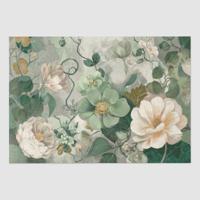 De Seda Papel Tissue Botânico Jardim Enchanted Nouveau (Frente )