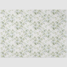 Papel Tissue Chintz Verde Salvia, Flora Rosa Vinta