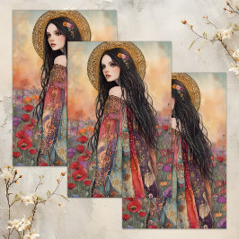 De Seda PAPEL TISSUE DECOUPAGEM primavera GODDESS