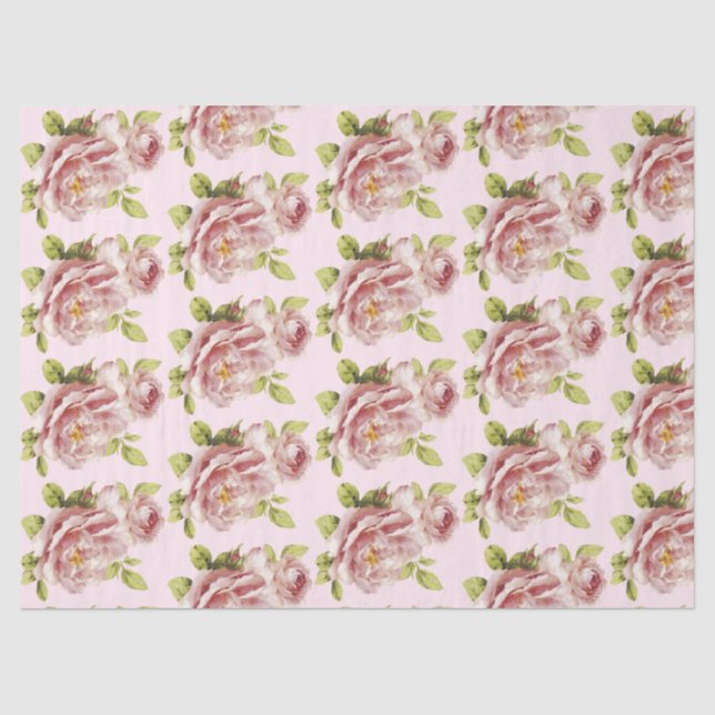 De Seda Papel Tissue Design Série Rosa Romântica 16 (Frente )