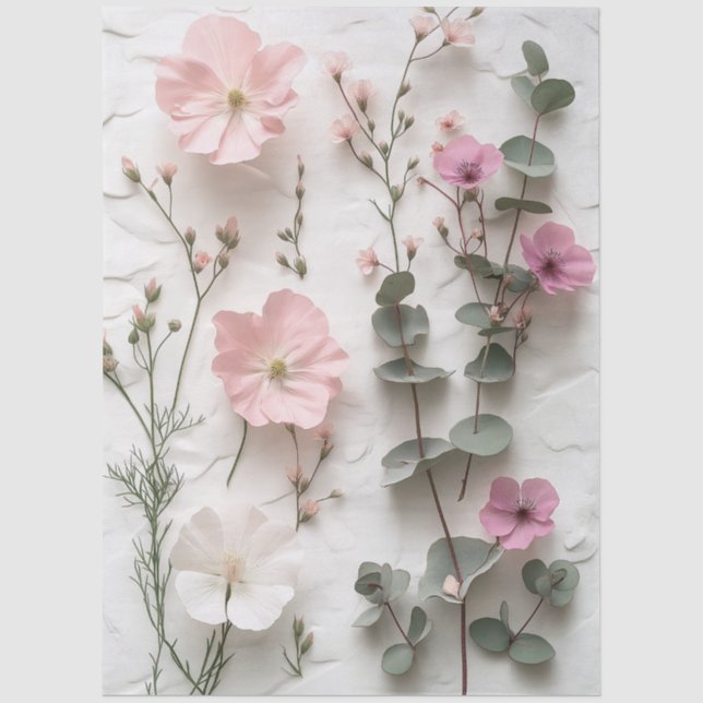 De Seda Papel Tissue Floral Botânico Rosa Elegante (Frente )