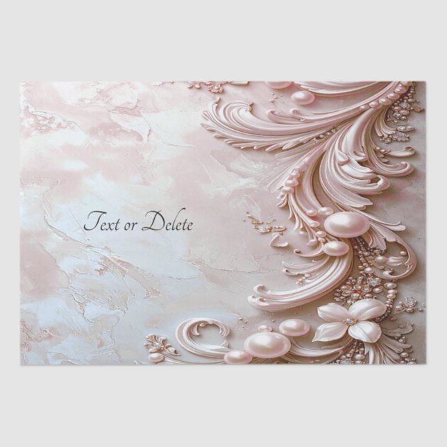 De Seda Papel Tissue Floral e Pérola Ornamentada Rosa (Frente )