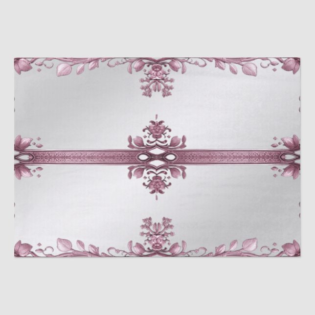De Seda Papel Tissue Floral Florescem Folhas Rosadas (Frente )