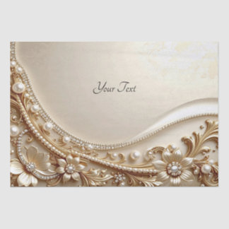 De Seda Papel Tissue Floral Ornamentado Dourado Elegante