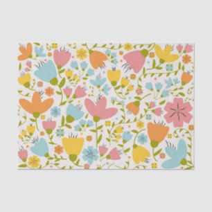 De Seda Papel Tissue Floral Rosa Azul Amarelo Pastel Fofo