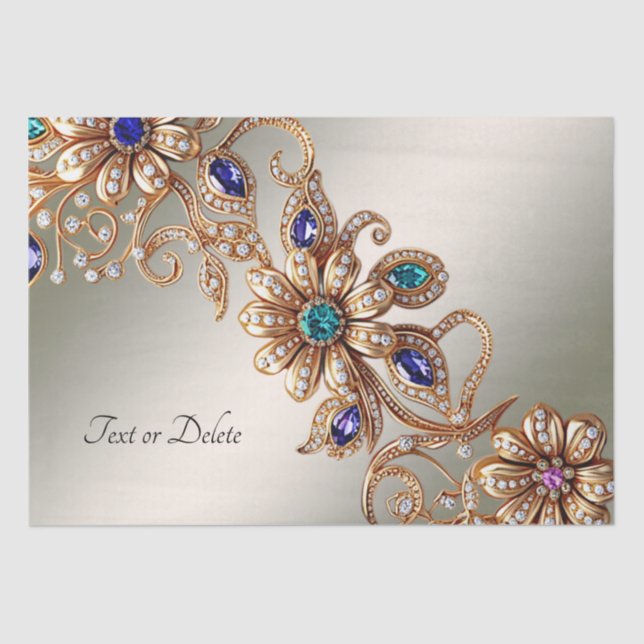 De Seda Papel Tissue Flores Jóias Ouro Elegantes (Frente )