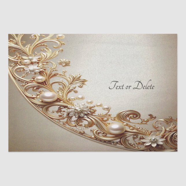 De Seda Papel Tissue Florescimento Dourado Ornamentado (Frente )