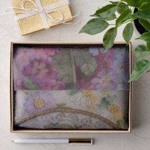 De Seda Papel Tissue Fotográfico com Estampa Floral