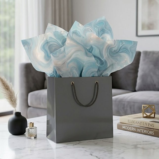 De Seda Papel Tissue Marmorizado Cinza Azul Chique Elegant (Criador carregado)