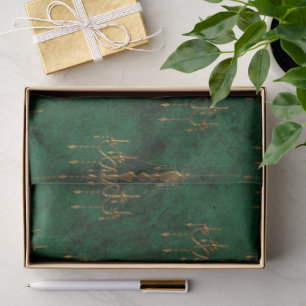 De Seda Papel Tissue Old Gold Emerald Francês