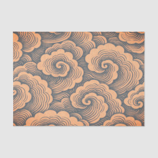 DE SEDA PAPEL TISSUE PADRÃO ONDA JAPONESA ROSAS E CINZA