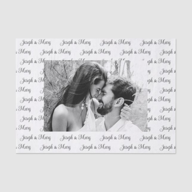 De Seda Papel Tissue Personalizado Branco para Casamento (Frente )