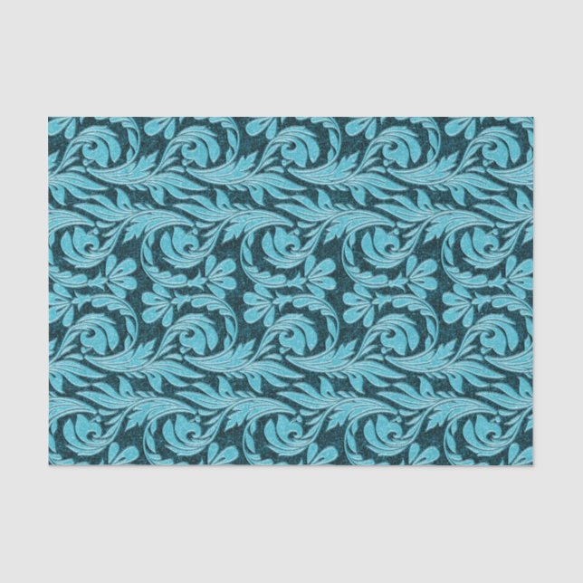 De Seda PAPEL Waves Metálicas - Dark Teal-TISSUE (Frente )