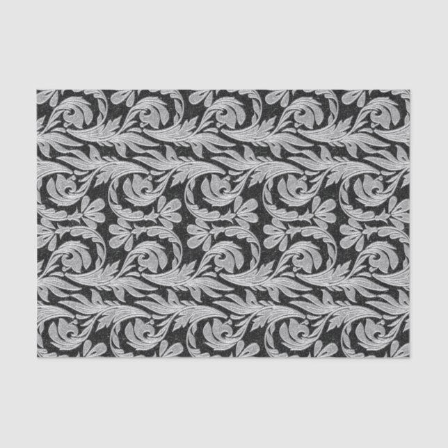 De Seda PAPEL Waves Metálicas - PAPEL WRAP TISSUE Preto-Br (Frente )