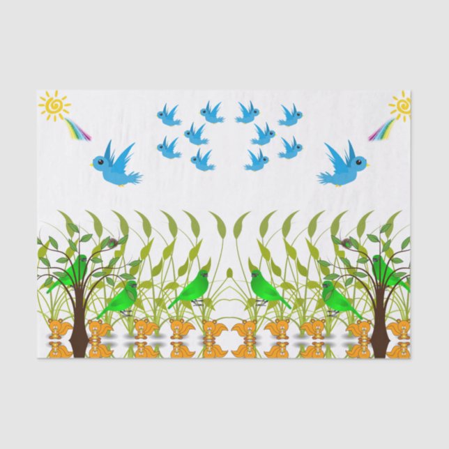 De Seda Pássaros com papel absorvente (Frente )