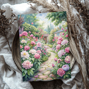 De Seda Pêonias cor-de-rosa Elegante papel para jardinagem