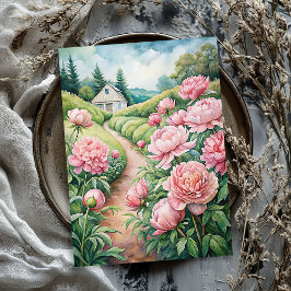 De Seda Pêonias cor-de-rosa Elegante papel para jardinagem