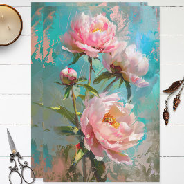 De Seda Pêonias cor-de-rosa - Papel Tecido para Desligamen