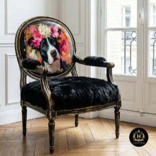 De Seda Pit Bull Preto e Branco Coroa Floral Papel Tissue