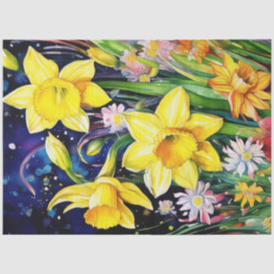 De Seda Primavera Floral Daffodil Papel Tecidual