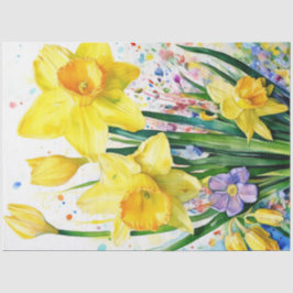 De Seda Primavera Floral Daffodil Papel Tecidual